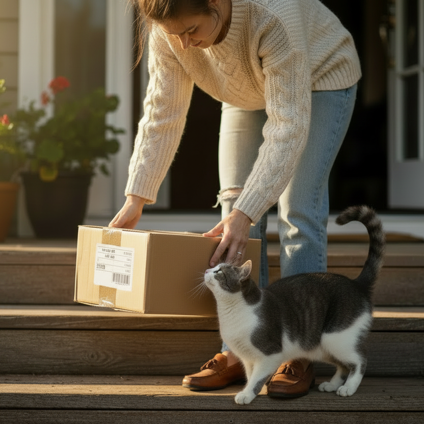 put loafers on the woman